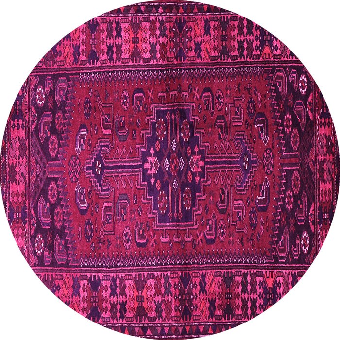 Round Machine Washable Persian Pink Traditional Rug, wshtr672pnk