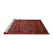 Sideview of Machine Washable Traditional Brown Red Rug, wshtr673