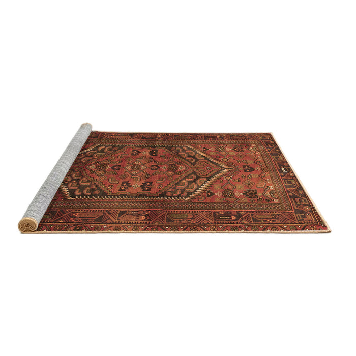 Sideview of Machine Washable Persian Brown Traditional Rug, wshtr673brn