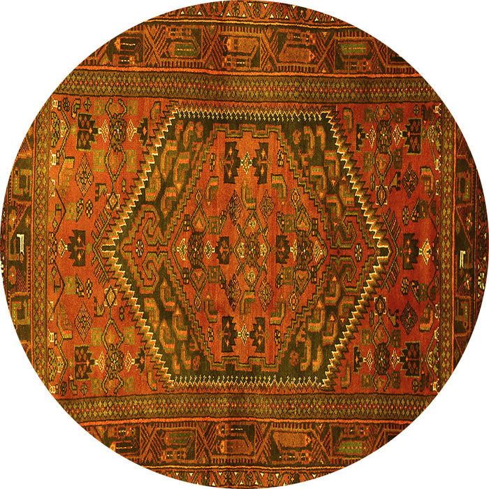 Round Persian Yellow Traditional Rug, tr673yw