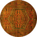 Round Persian Yellow Traditional Rug, tr673yw