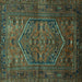 Square Persian Turquoise Traditional Rug, tr673turq