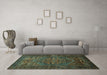 Machine Washable Persian Turquoise Traditional Area Rugs in a Living Room,, wshtr673turq