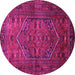 Round Machine Washable Persian Pink Traditional Rug, wshtr673pnk