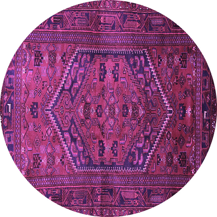 Round Machine Washable Persian Purple Traditional Area Rugs, wshtr673pur
