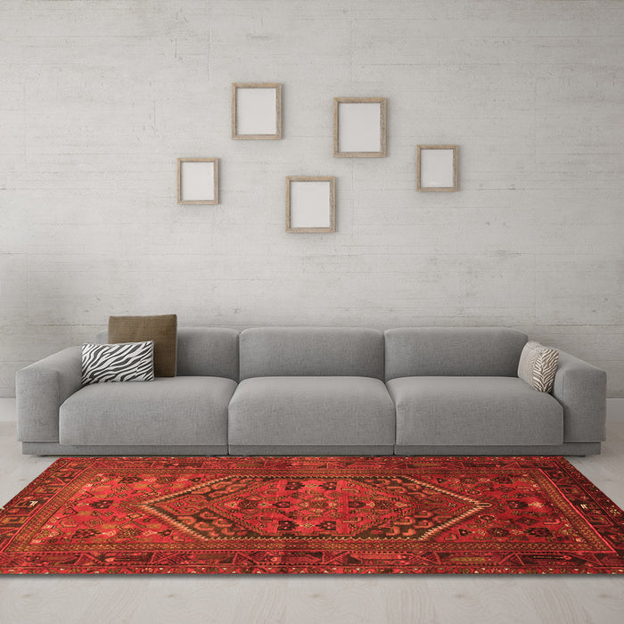 Machine Washable Persian Orange Traditional Area Rugs in a Living Room, wshtr673org