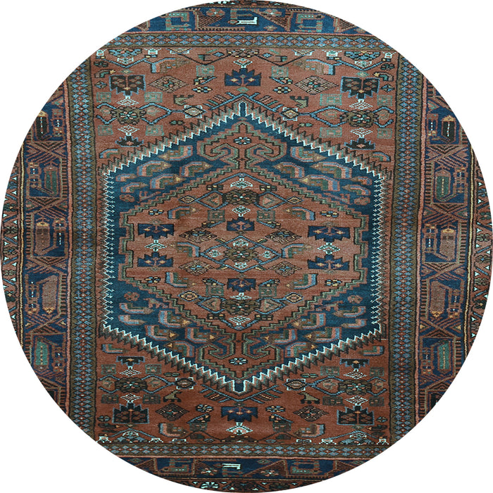 Round Machine Washable Persian Light Blue Traditional Rug, wshtr673lblu