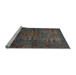 Sideview of Machine Washable Persian Light Blue Traditional Rug, wshtr673lblu