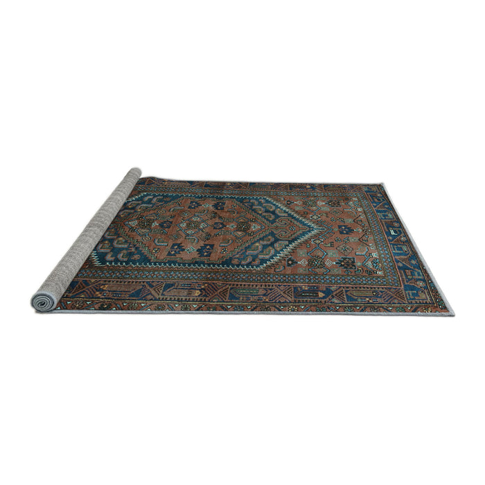 Sideview of Machine Washable Persian Light Blue Traditional Rug, wshtr673lblu