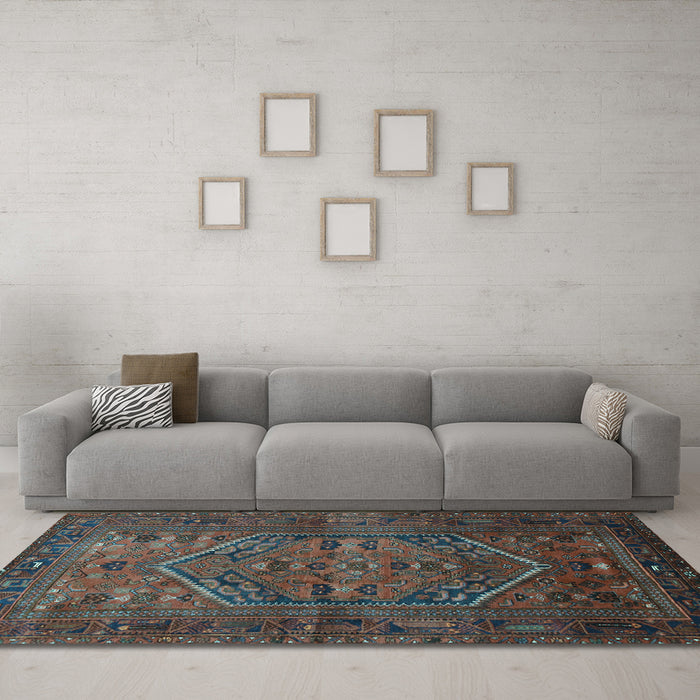 Machine Washable Persian Light Blue Traditional Rug in a Living Room, wshtr673lblu