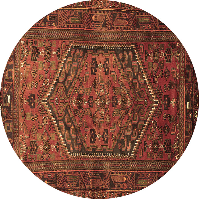 Round Persian Brown Traditional Rug, tr673brn