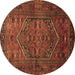 Round Persian Brown Traditional Rug, tr673brn