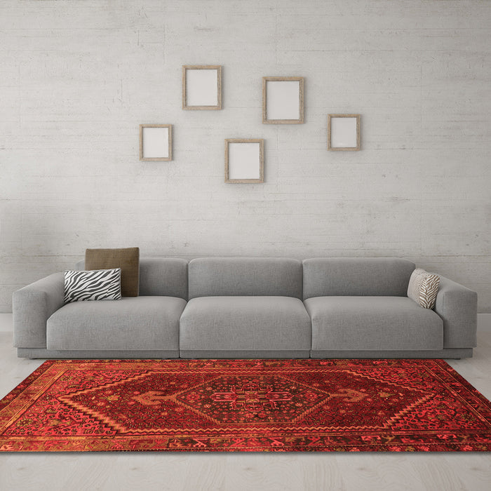 Machine Washable Persian Orange Traditional Area Rugs in a Living Room, wshtr674org
