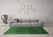 Machine Washable Persian Emerald Green Traditional Area Rugs in a Living Room,, wshtr674emgrn