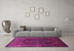 Machine Washable Persian Purple Traditional Area Rugs in a Living Room, wshtr674pur