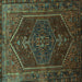 Square Persian Turquoise Traditional Rug, tr674turq