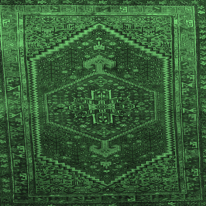 Square Machine Washable Persian Emerald Green Traditional Area Rugs, wshtr674emgrn