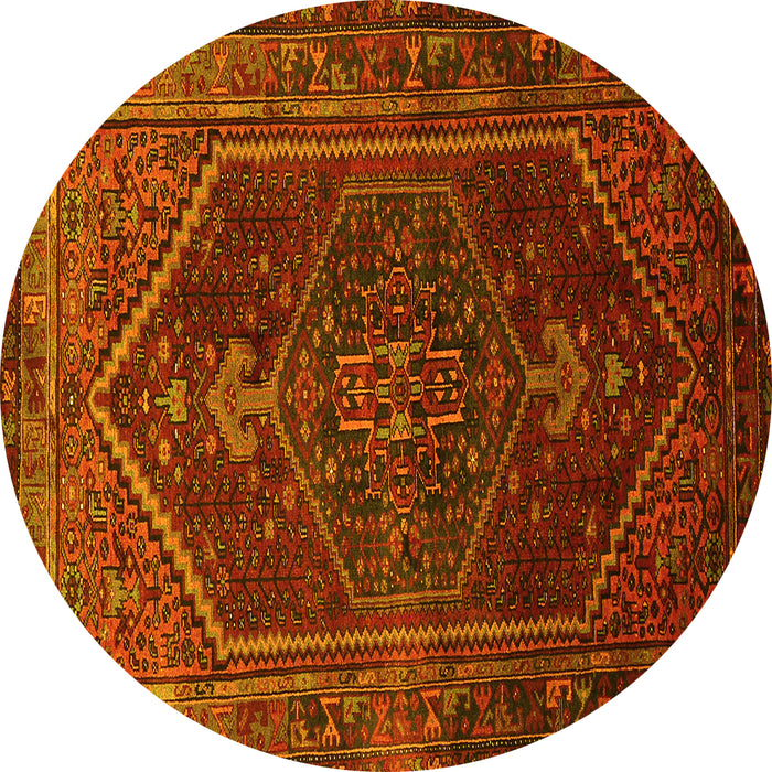 Round Persian Yellow Traditional Rug, tr674yw