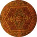 Round Persian Yellow Traditional Rug, tr674yw