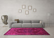 Machine Washable Persian Pink Traditional Rug in a Living Room, wshtr674pnk