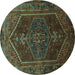 Round Persian Turquoise Traditional Rug, tr674turq