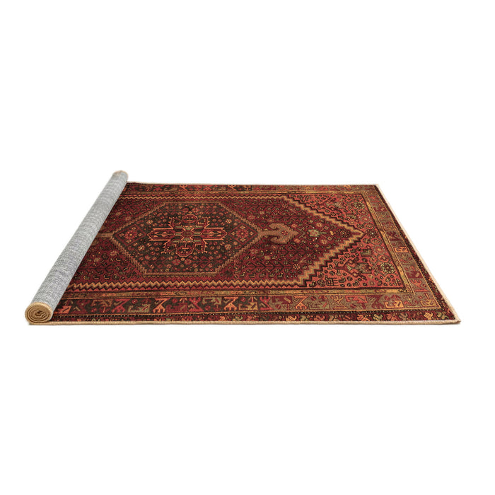 Sideview of Machine Washable Persian Brown Traditional Rug, wshtr674brn