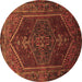 Round Persian Brown Traditional Rug, tr674brn