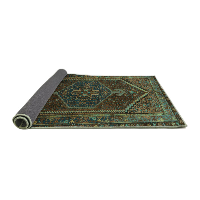 Sideview of Persian Turquoise Traditional Rug, tr674turq