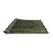 Sideview of Persian Turquoise Traditional Rug, tr674turq