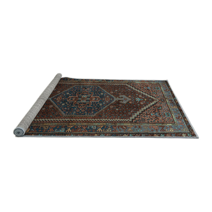Sideview of Machine Washable Persian Light Blue Traditional Rug, wshtr674lblu