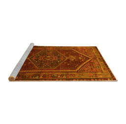 Sideview of Machine Washable Persian Yellow Traditional Rug, wshtr674yw