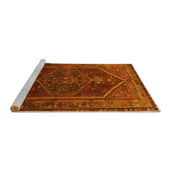 Sideview of Machine Washable Persian Yellow Traditional Rug, wshtr674yw