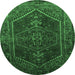Round Persian Emerald Green Traditional Rug, tr674emgrn