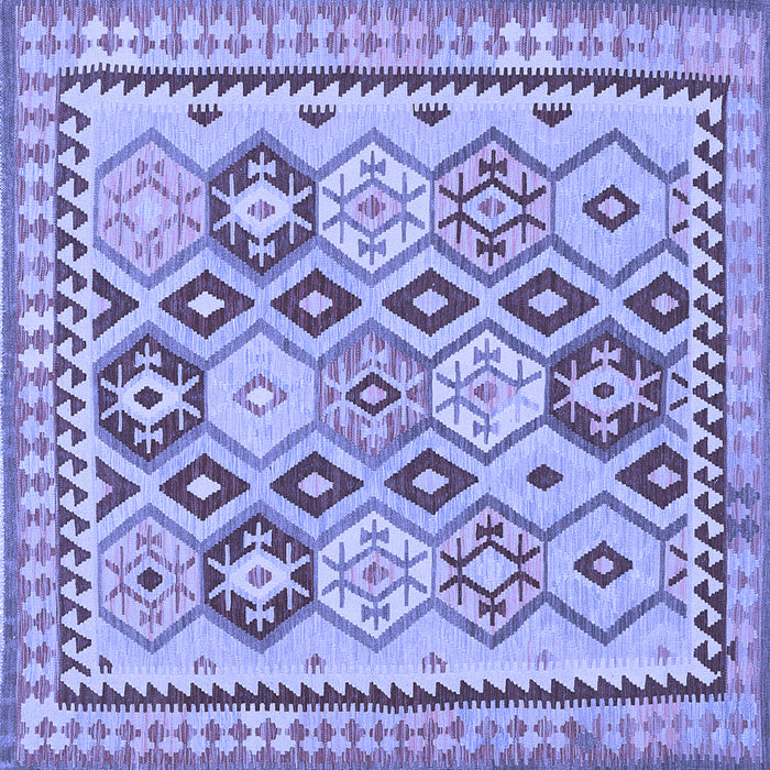 Square Machine Washable Southwestern Blue Country Rug, wshtr675blu