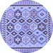 Round Southwestern Blue Country Rug, tr675blu