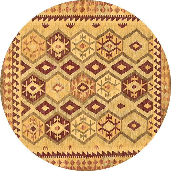 Round Southwestern Brown Country Rug, tr675brn
