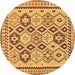 Round Southwestern Brown Country Rug, tr675brn