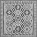 Round Machine Washable Southwestern Gray Country Rug, wshtr675gry