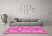 Machine Washable Southwestern Pink Country Rug in a Living Room, wshtr675pnk