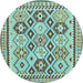 Round Southwestern Light Blue Country Rug, tr675lblu