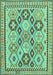 Machine Washable Southwestern Turquoise Country Area Rugs, wshtr675turq