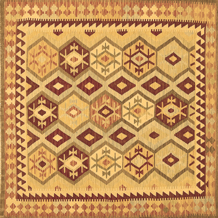 Square Machine Washable Southwestern Brown Country Rug, wshtr675brn