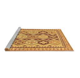 Sideview of Machine Washable Southwestern Brown Country Rug, wshtr675brn