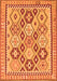 Serging Thickness of Machine Washable Southwestern Orange Country Area Rugs, wshtr675org