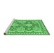 Sideview of Machine Washable Southwestern Emerald Green Country Area Rugs, wshtr675emgrn