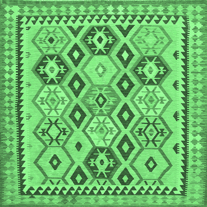 Square Southwestern Emerald Green Country Rug, tr675emgrn