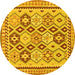 Round Southwestern Yellow Country Rug, tr675yw