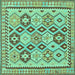 Square Machine Washable Southwestern Turquoise Country Area Rugs, wshtr675turq