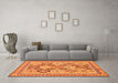 Machine Washable Southwestern Orange Country Area Rugs in a Living Room, wshtr675org