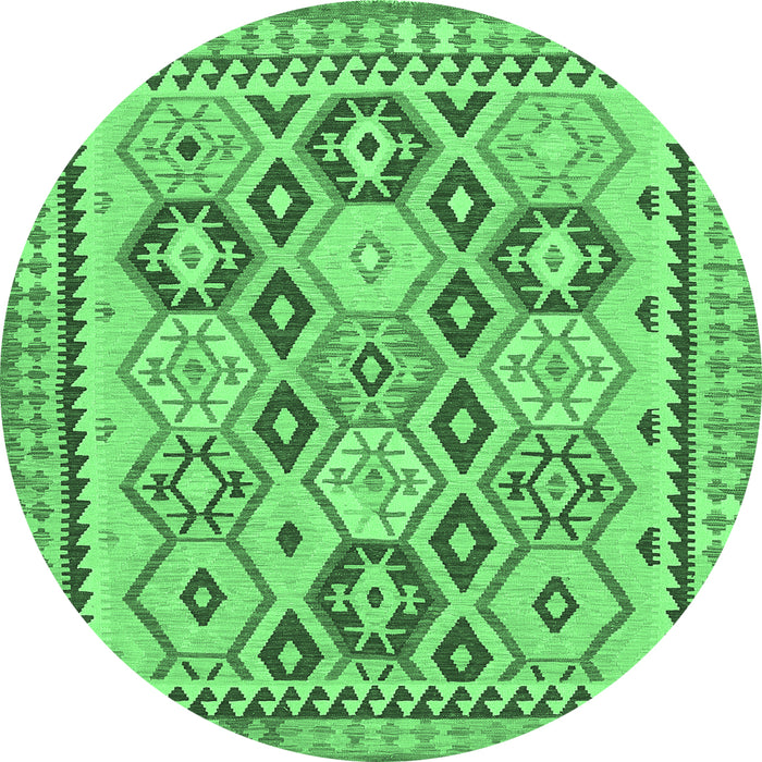 Round Southwestern Emerald Green Country Rug, tr675emgrn